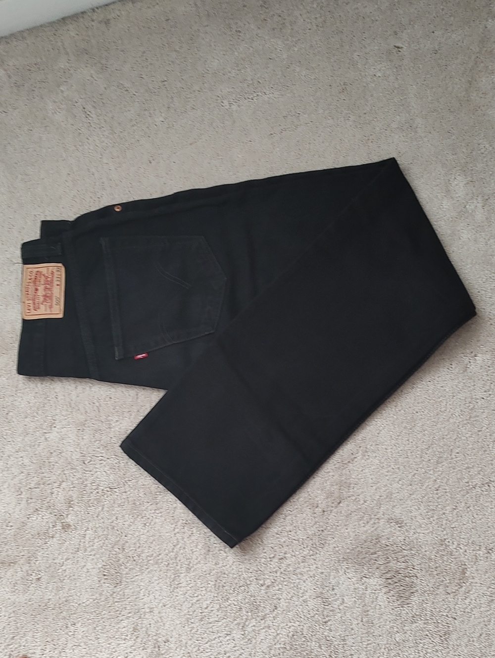 LEVI'S 505 Denim Jeans Mens 33x32 Black Straight Leg Regular Fit Red Tab EUC
